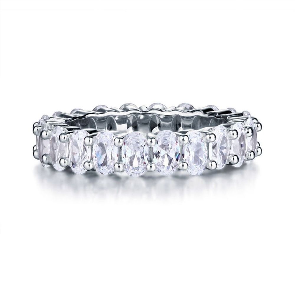 Sterling Silver Cz Eternity Ring Womens Vintage 5mm Sparkle Jewelry New 6